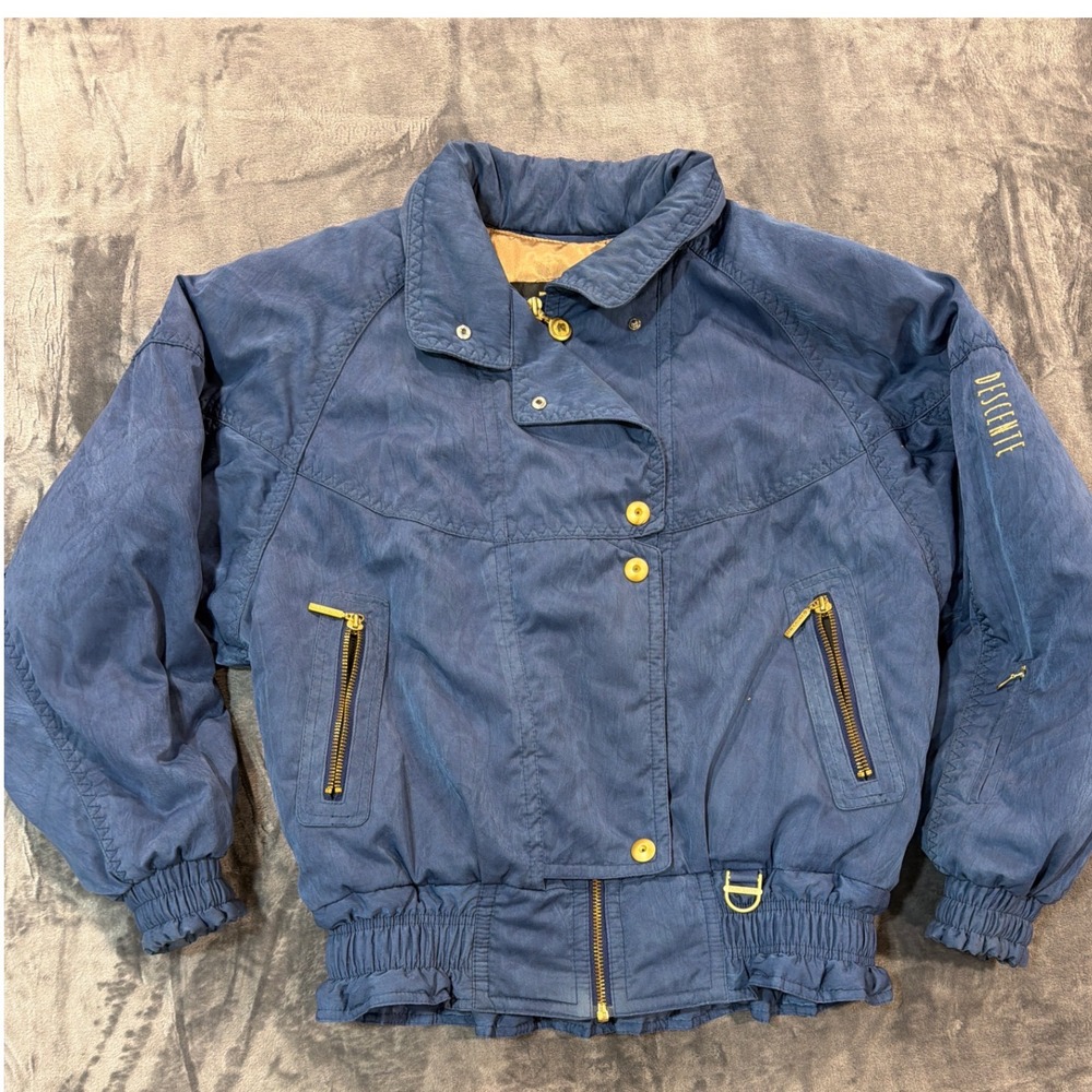 Descente Ski Jacket Womens Blue Vintage Insulated Bomber D7-9658 Size 10